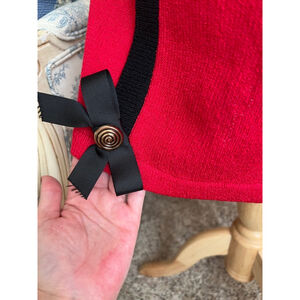 NWT Women's Helen Hsu Skirt, Size S, Red Knit with Black Bows